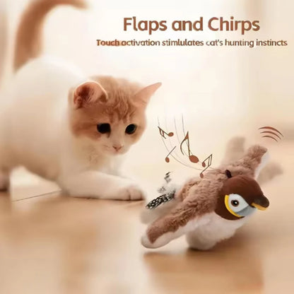 Rechargeable Dancing Bird Cat Toy with Real Chirping Sound & Catnip